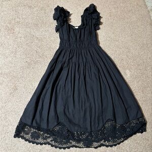 Ulla Johnson Black Dress with Lace Trim